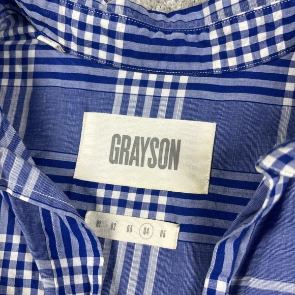 GRAYSON The Hero Button Down Alison Blue Plaid Cotton Shirt Size 5 Large? - Picture 4 of 8